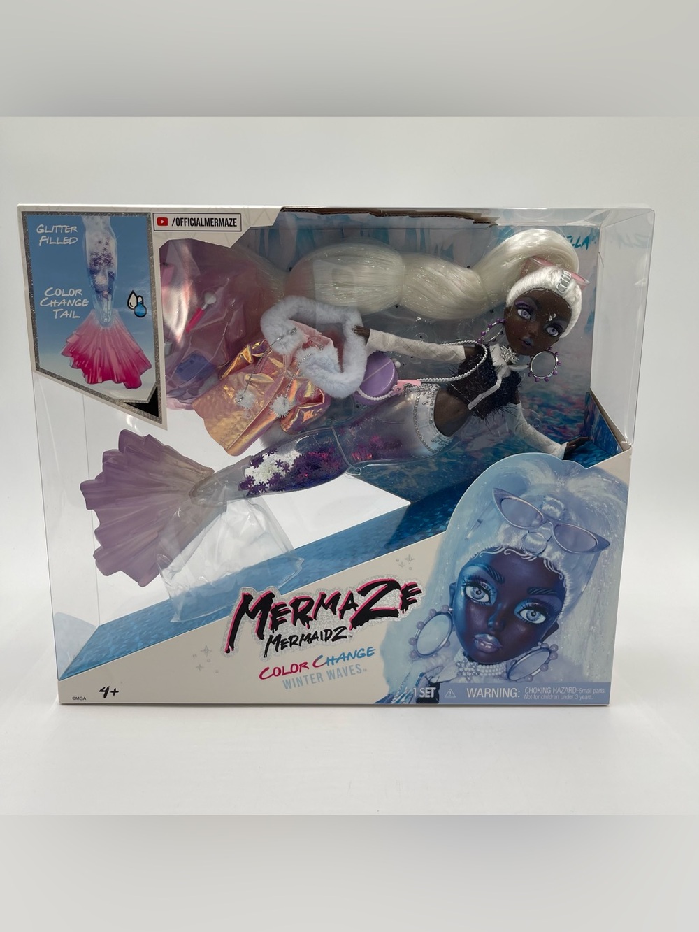 Mermaze Mermaidz Winter Waves Crystabella Mermaid Fashion Doll Color Change New